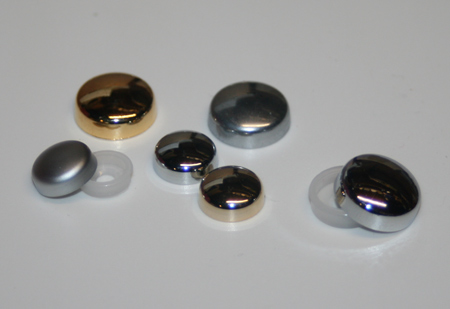Electroplated Snap-Caps in Polished Chrome, Polished Gold & Satin Chrome